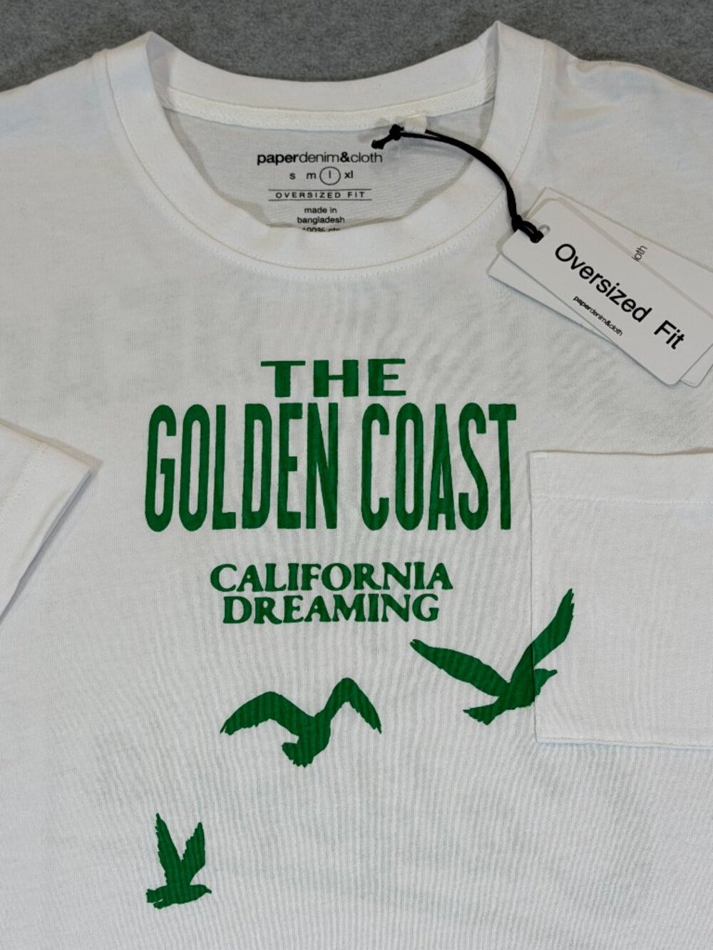 Paper Denim & Cloth Mens T Shirt Large White The Golden Coast Venice Beach NWT